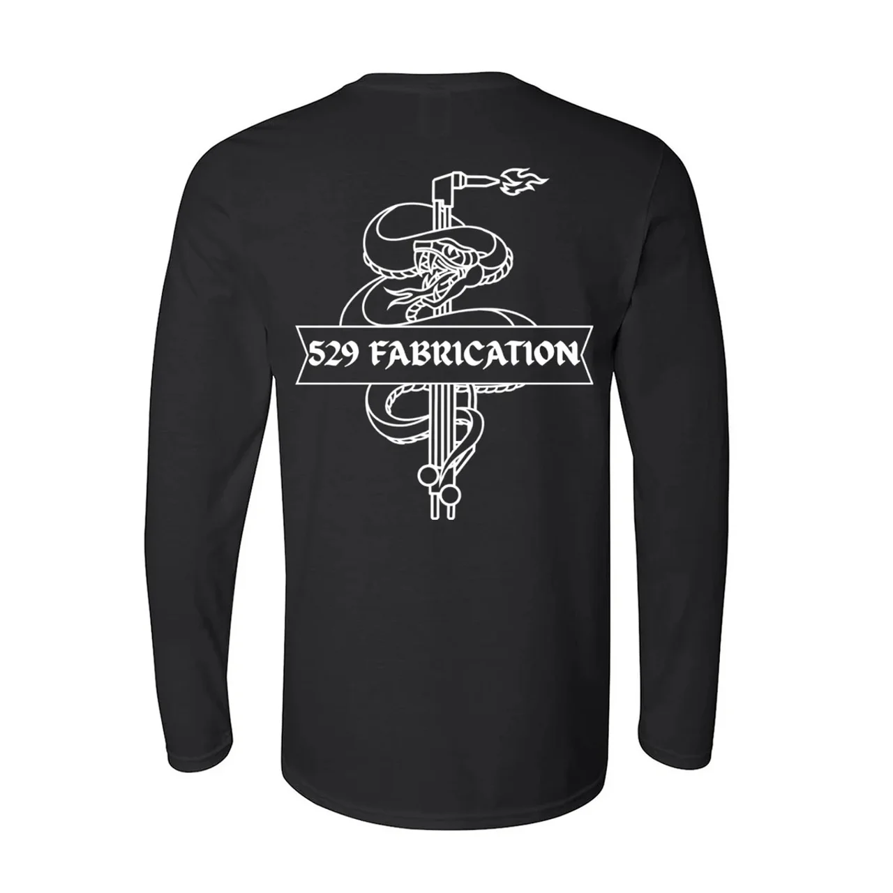 Black OG Logo Line long sleeve with the large white 529 Fabrication back print
