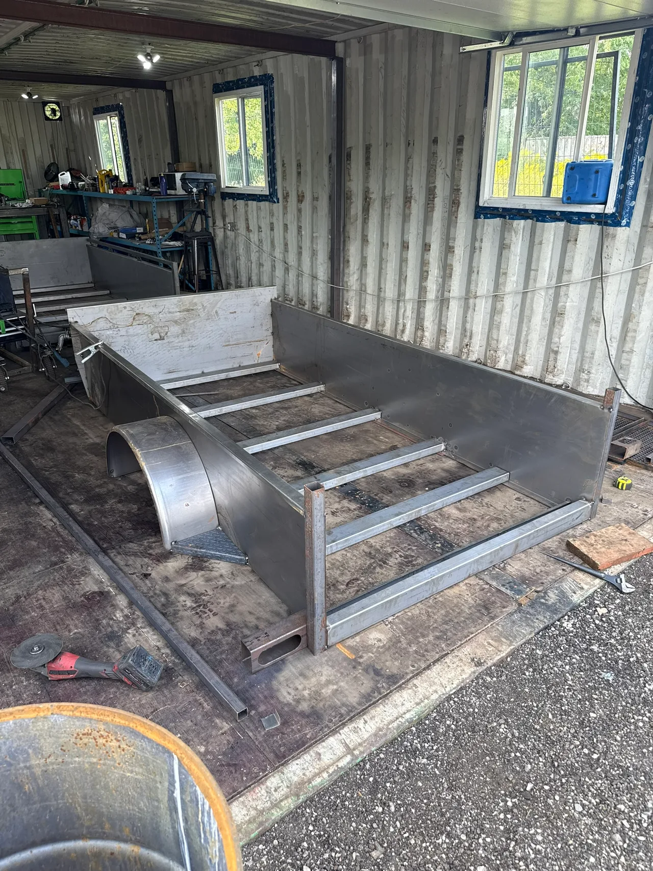 Trailer body taking shape inside the container fabrication shop